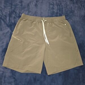 Marika Mens Olive Green Athletic Shorts XL Drawstring Zipper Pocket